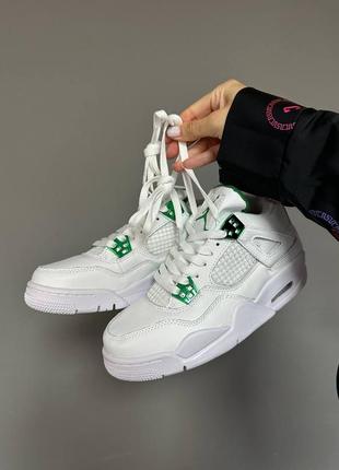 Женские кроссовки nike air jordan 4 retro white green