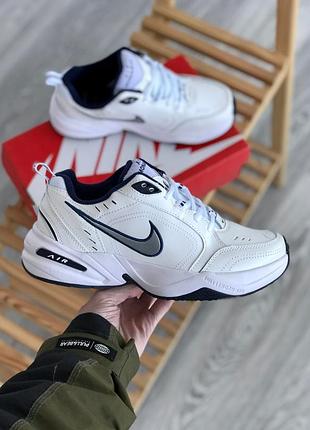 Мужские кроссовки nike air monarch white blue silver