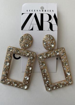 Серьги серьги оригинал zara с камнями геометрия квадрат