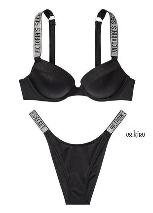 Купальник victoria’s secret оригінал стрази верх з push up 34d 75d вікторія сікрет вс чорний vs