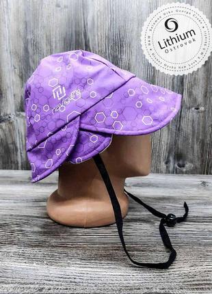 Шапка детская с козырьком от дождя. прорезиненная на флисе шапка