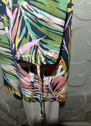 Блуза легкая, присборенная,свободного кроя,тропический принт5 фото