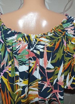 Блуза легкая, присборенная,свободного кроя,тропический принт7 фото