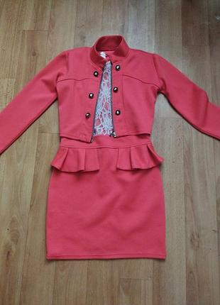 Костюм для дівчинки, плаття і короткий піджак