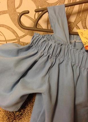 Блуза-топ голубая, со спущенными рукавами, хс, с.5 фото