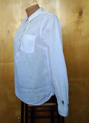 Р 12 / 46-48 легкая женская блузка рубашка 100% лен нежно розовая в клеточку bondelid3 фото