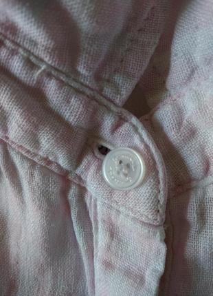 Р 12 / 46-48 легкая женская блузка рубашка 100% лен нежно розовая в клеточку bondelid6 фото