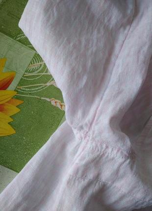 Р 12 / 46-48 легкая женская блузка рубашка 100% лен нежно розовая в клеточку bondelid10 фото
