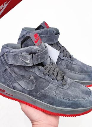 Зимові чоловічі кросівки nike air force 1 grey сірі1 фото