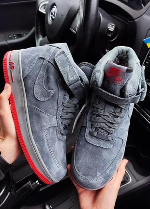 Зимові чоловічі кросівки nike air force 1 grey сірі3 фото