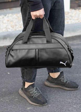 Спортивная женская сумка черная из экокожи для тренажерного зала мужская компактная3 фото