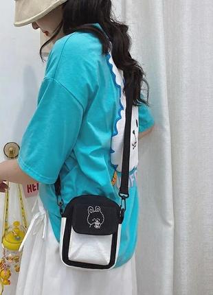 Сумка крос-боді в стилі аніме. кавайна сумка через плече із зайчиком/кроликом молодіжна сумка месенджер