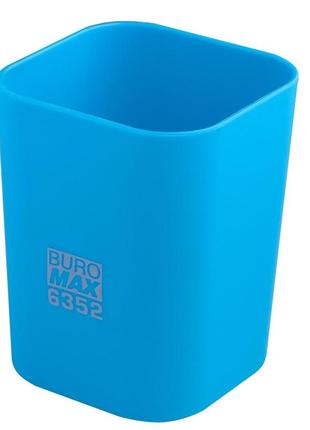 Подставка для ручек buromax, пластиковая, голубой, rubber touch (bm.6352-14)