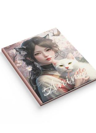 Дневник для музыкальной школы аркуш, интегральная обложка, аниме девушка с кошкой (1в2577)
