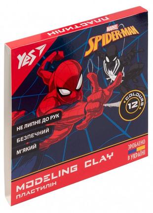 Пластилин yes, 12 цветов, 240 г., marvel.spiderman, (540598)