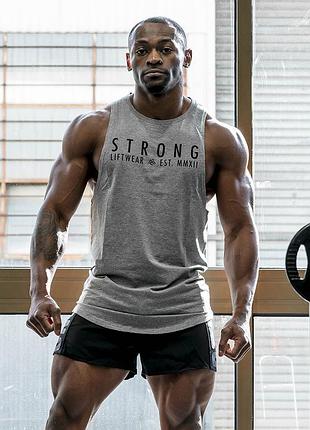 Майка мужская безрукавка "strong lift wear" серая