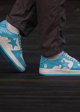 Кроссовки bape sta patent blue\white3 фото