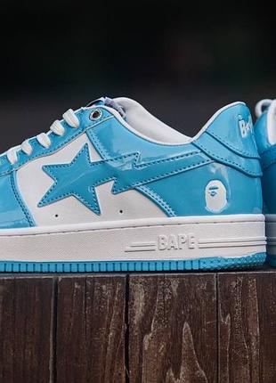 Кроссовки bape sta patent blue\white10 фото