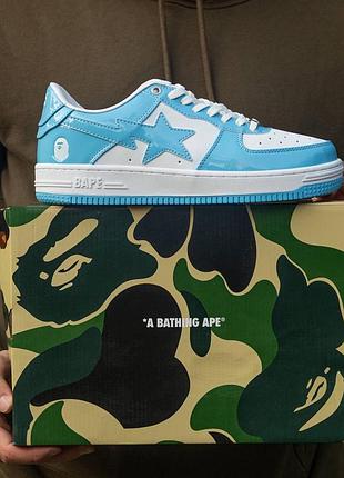 Кроссовки bape sta patent blue\white7 фото