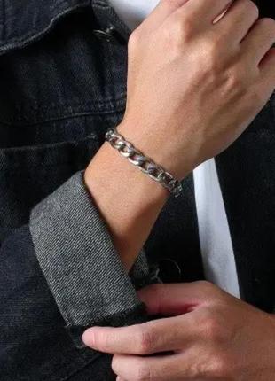 Чоловічий браслет ланцюжок із неіржавкої сталі панцерне плетіння 7 мм
