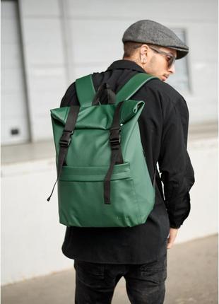 Мужской городской рюкзак роллтоп sambag rolltop milton из экокожи, зеленый2 фото