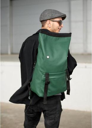 Мужской городской рюкзак роллтоп sambag rolltop milton из экокожи, зеленый7 фото
