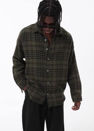Сорочка байкова в клітинку, оверсайз рубашка унісекс