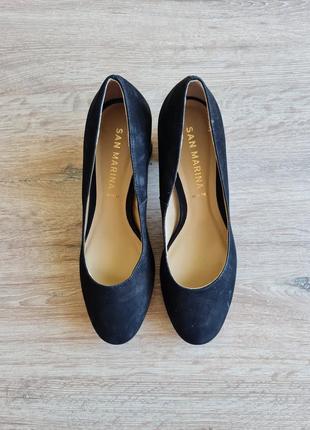 Замшевые кожаные женские туфельки на каблуке san marina2 фото
