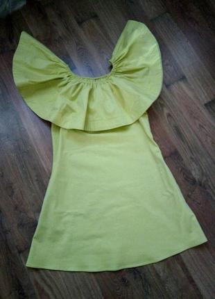 Платье сарафан оливковое хаки волан рюш оборка  плечи коттон just woman турция3 фото
