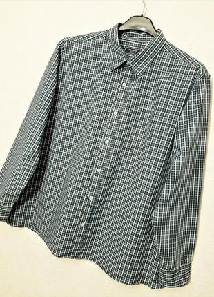 Maine new england рубашка мужская в клеточку серая-белая-зелёная длинные рукава классика размер xl1 фото
