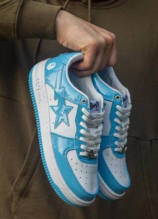 Мужские кроссовки bape sta patent blue white 40-41-42-43-44-45