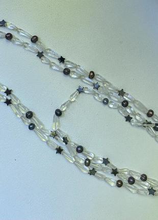 Довгі буси гірський кришталь жемчуг гематит