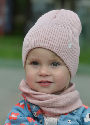 Дитяча шапка р.48-52 унісекс рубчик з відворотом демі 15 кольорів4 фото