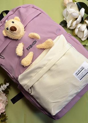 Школьный рюкзак с игрушкой teddy bear, черный, 5 цветов, 23-134 фото