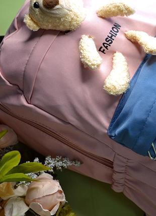 Школьный рюкзак с игрушкой teddy bear, розовый, 5 цветов, 23-136 фото