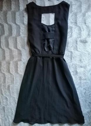 Платье чёрное короткое со стразами мини сарафан сукня классика размер 36 even&odd2 фото