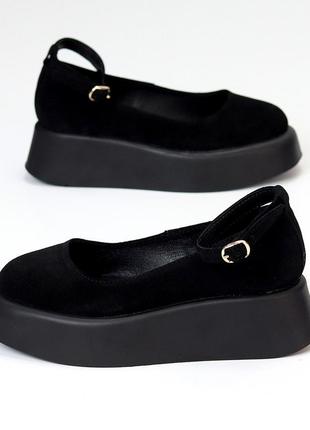 Туфли "aquamarine", черные, натуральная замша5 фото