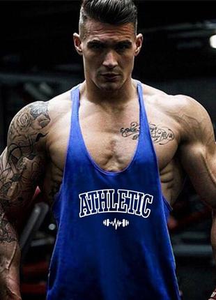 Майка мужская для бодибилдинга "athletic" синяя