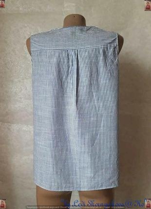 Фирменная zara блуза со 100% хлопка в мелкие полоски и кружевной вставкой, размер с-м2 фото
