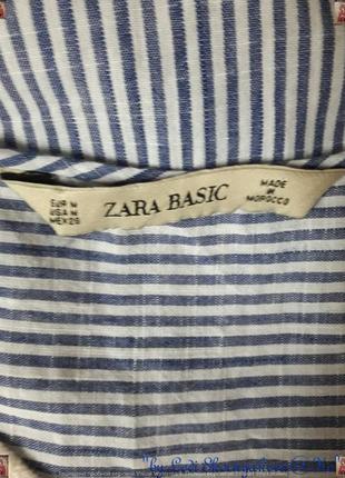 Фирменная zara блуза со 100% хлопка в мелкие полоски и кружевной вставкой, размер с-м10 фото