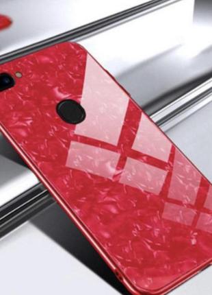 Чехол marble glass для iphone xs- красный