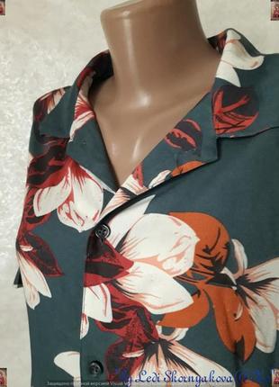 Фирменная primark удлинённая яркая блуза со 100%вискозы в крупных цветах, размер с-м7 фото