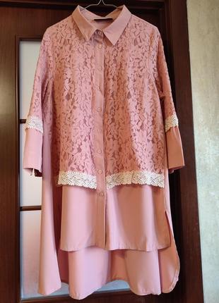 Платье пубашка миди сукня сорочка кружево l/xl(52)‼️распродаж