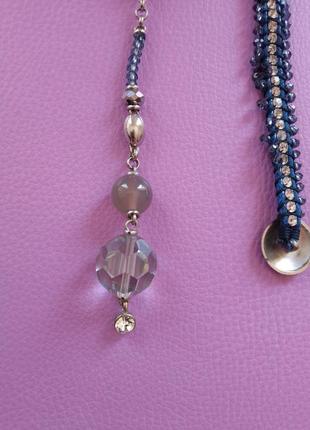 Комплект: ожерелье с браслетом и крестом, украшенное горным хрусталем, кристаллами сваровски.3 фото
