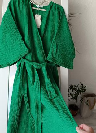 Муслиновое платье кимоно reserved, платье халат как zara7 фото