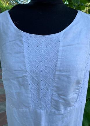 Сарафан плаття льон 100%  белое льняное платье легкое с вышивкой2 фото