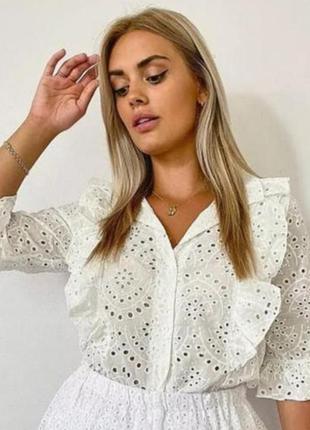Ажурная белая блуза вышиванка2 фото