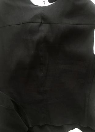 Льняная черная асимметричная оригинальная блуза майка топ4 фото