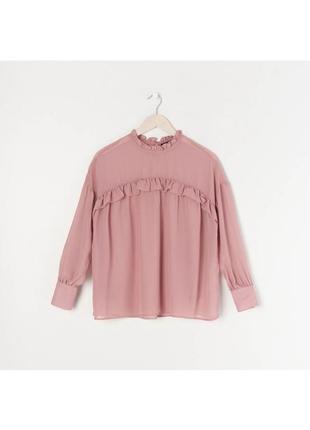 Розовая блуза с рюшами новая xxs