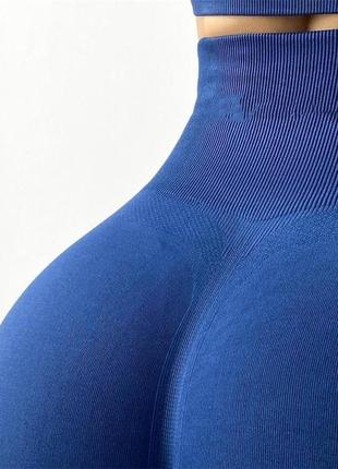 Спортивный костюм лосины и топ с эффектом пуш-ап и градиентом, синего с голубым цвета, размер l9 фото